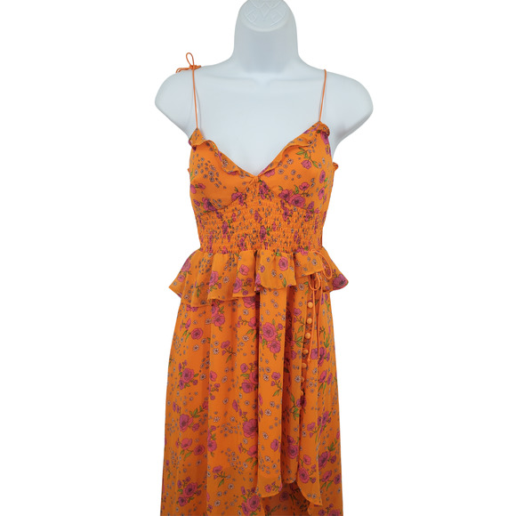 For Love & Lemons Women's Size Small Sleeveless Orange Floral Dress - Picture 4 of 11